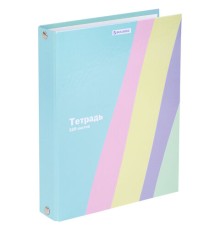 Тетрадь на кольцах А5 175х215 мм, 120 л., твердый картон, клетка, BRAUBERG, кросс-серия PASTEL, 405198