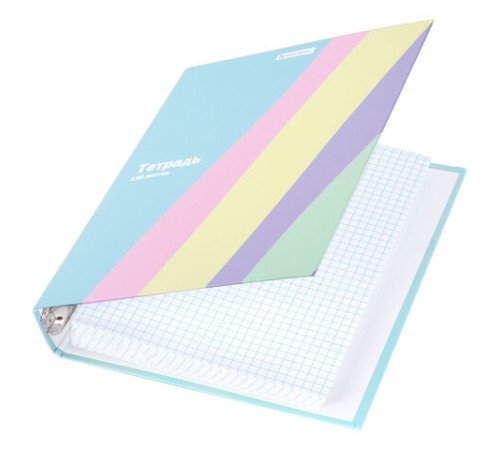 Тетрадь на кольцах А5 175х215 мм, 120 л., твердый картон, клетка, BRAUBERG, кросс-серия PASTEL, 405198