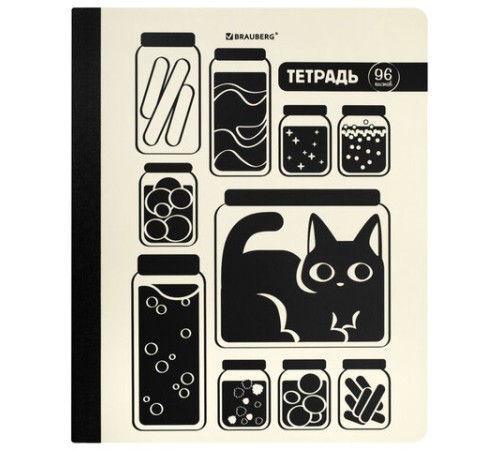 Тетрадь А5 96 л. BRAUBERG, на сшивке с корешком, клетка, обложка картон, 