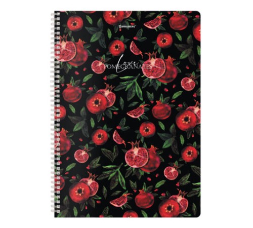 Тетрадь А4, 96 л., BRAUBERG, гребень, клетка, глянцевый лак, 