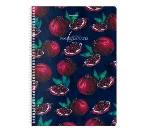 Тетрадь А4, 96 л., BRAUBERG, гребень, клетка, глянцевый лак, 