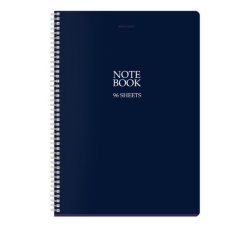 Тетрадь А4, 96 л., BRAUBERG, гребень, клетка, матовая ламинация, 