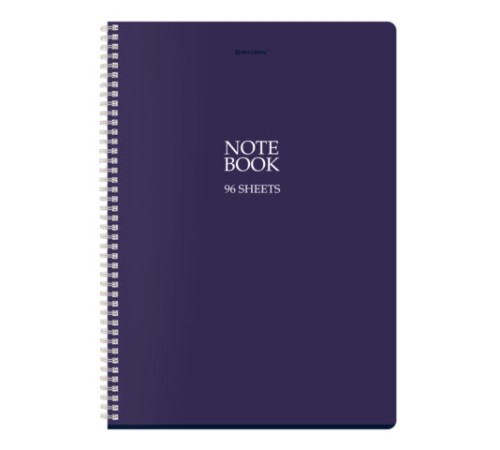 Тетрадь А4, 96 л., BRAUBERG, гребень, клетка, матовая ламинация, 