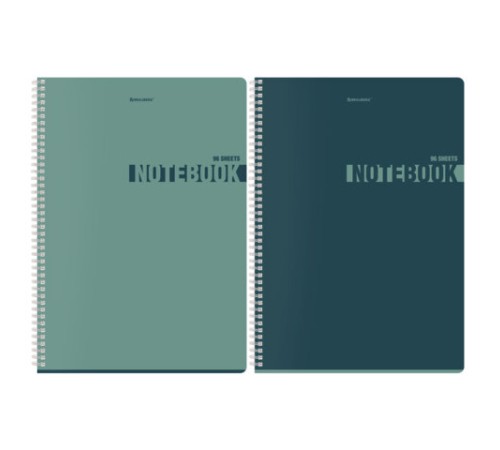 Тетрадь А4, 96 л., BRAUBERG, гребень, клетка, матовая ламинация, 