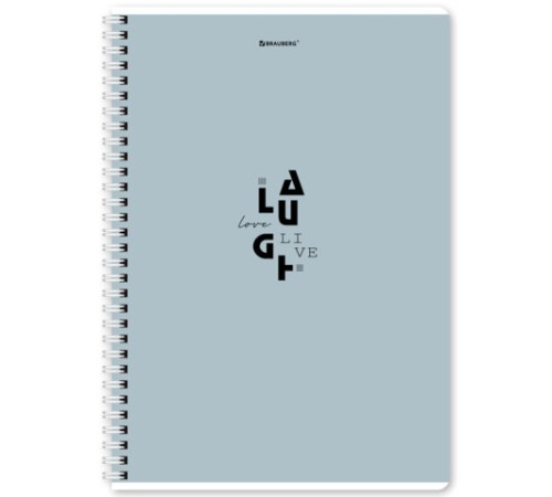 Тетрадь А4, 96 л., BRAUBERG, гребень, клетка, матовая ламинация, 