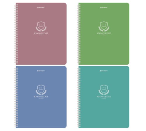 Тетрадь А5, 48 л., BRAUBERG, гребень, клетка, матовая ламинация, 