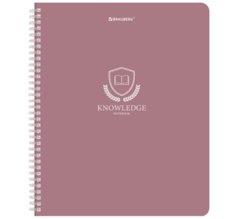 Тетрадь А5, 48 л., BRAUBERG, гребень, клетка, матовая ламинация, 