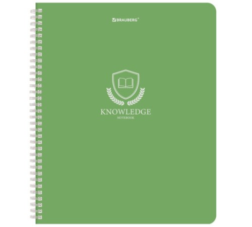 Тетрадь А5, 48 л., BRAUBERG, гребень, клетка, матовая ламинация, 