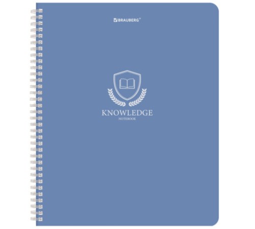 Тетрадь А5, 48 л., BRAUBERG, гребень, клетка, матовая ламинация, 