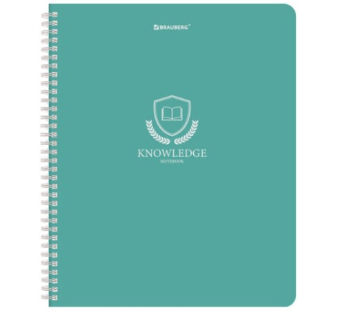 Тетрадь А5, 48 л., BRAUBERG, гребень, клетка, матовая ламинация, 