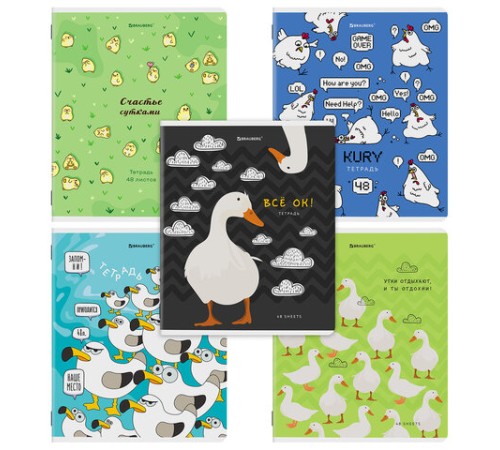 Тетрадь А5, 48 л., BRAUBERG, скоба, клетка, TWIN-лак, 