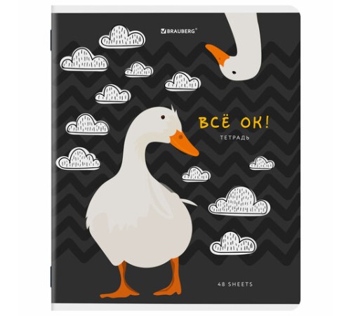Тетрадь А5, 48 л., BRAUBERG, скоба, клетка, TWIN-лак, 