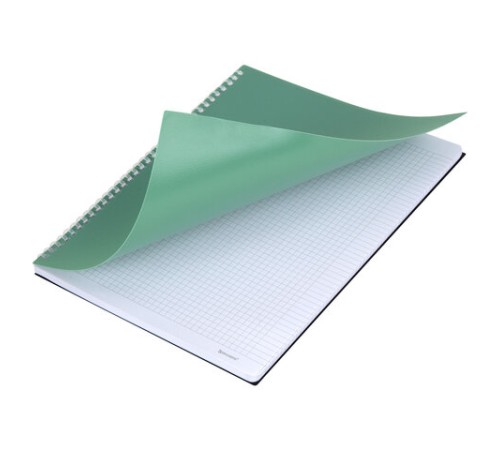 Тетрадь обложка пластик, А4 80 л., гребень мягкий (силиконовый), клетка, BRAUBERG, зеленая, 405355
