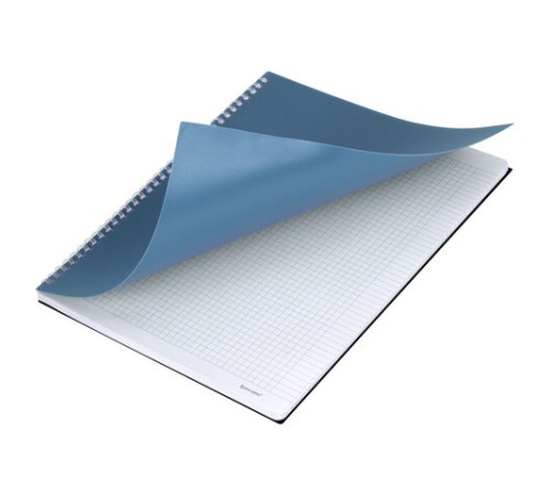 Тетрадь обложка пластик, А4 80 л., гребень мягкий (силиконовый), клетка, BRAUBERG, синий, 405356