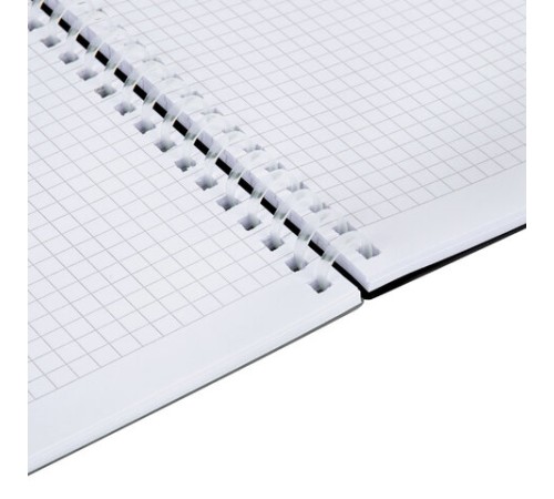 Тетрадь обложка пластик, А4 80 л., гребень мягкий (силиконовый), клетка, BRAUBERG, серый, 405357