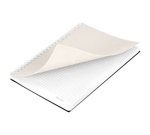 Тетрадь обложка пластик, А5 80 л., гребень мягкий (силиконовый), клетка, BRAUBERG, бежевый, 405358