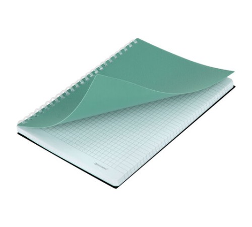 Тетрадь обложка пластик, А5 80 л., гребень мягкий (силиконовый), клетка, BRAUBERG, зеленая, 405359