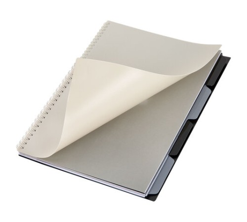 Тетрадь обложка пластик, А4 80 л., гребень, 4 разделителя, клетка, BRAUBERG, бежевый, 405362