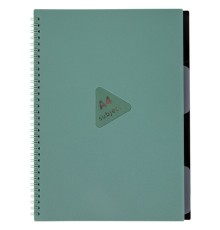 Тетрадь обложка пластик, А4 80 л., гребень, 4 разделителя, клетка, BRAUBERG, зеленый, 405363