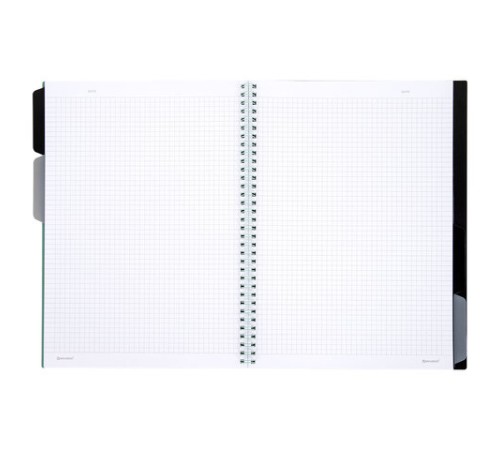 Тетрадь обложка пластик, А4 80 л., гребень, 4 разделителя, клетка, BRAUBERG, зеленый, 405363