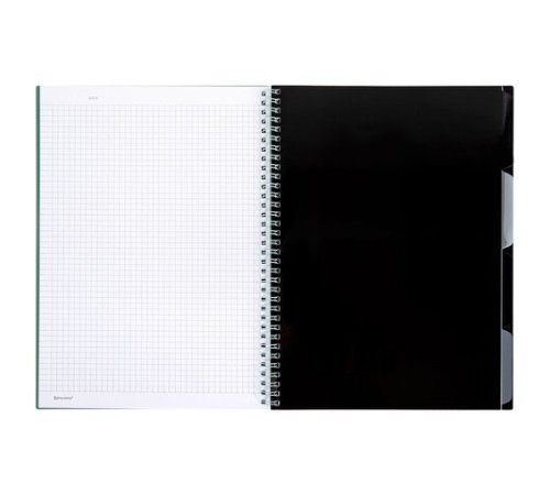 Тетрадь обложка пластик, А4 80 л., гребень, 4 разделителя, клетка, BRAUBERG, зеленый, 405363