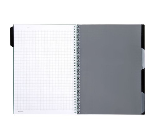 Тетрадь обложка пластик, А4 80 л., гребень, 4 разделителя, клетка, BRAUBERG, зеленый, 405363