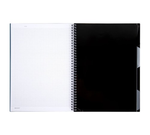 Тетрадь обложка пластик, А4 80 л., гребень, 4 разделителя, клетка, BRAUBERG, синий, 405364