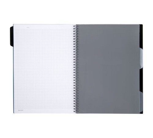 Тетрадь обложка пластик, А4 80 л., гребень, 4 разделителя, клетка, BRAUBERG, синий, 405364