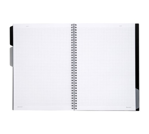Тетрадь обложка пластик, А4 80 л., гребень, 4 разделителя, клетка, BRAUBERG, серый, 405365