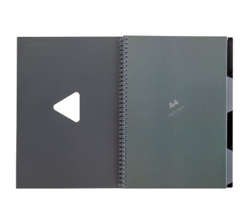 Тетрадь обложка пластик, А4 80 л., гребень, 4 разделителя, клетка, BRAUBERG, серый, 405365
