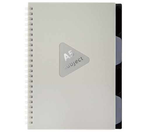 Тетрадь обложка пластик, А5 80 л., гребень, 4 разделителя, клетка, BRAUBERG, бежевый, 405366