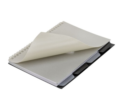 Тетрадь обложка пластик, А5 80 л., гребень, 4 разделителя, клетка, BRAUBERG, бежевый, 405366