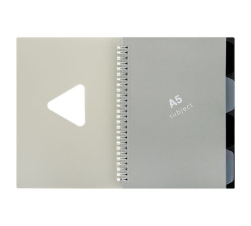 Тетрадь обложка пластик, А5 80 л., гребень, 4 разделителя, клетка, BRAUBERG, бежевый, 405366