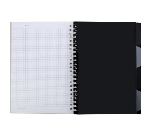 Тетрадь обложка пластик, А5 80 л., гребень, 4 разделителя, клетка, BRAUBERG, бежевый, 405366