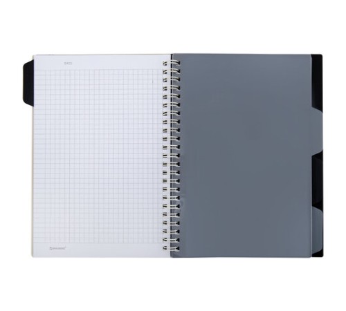 Тетрадь обложка пластик, А5 80 л., гребень, 4 разделителя, клетка, BRAUBERG, бежевый, 405366