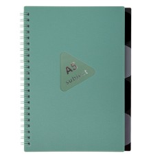 Тетрадь обложка пластик, А5 80 л., гребень, 4 разделителя, клетка, BRAUBERG, зеленый, 405367