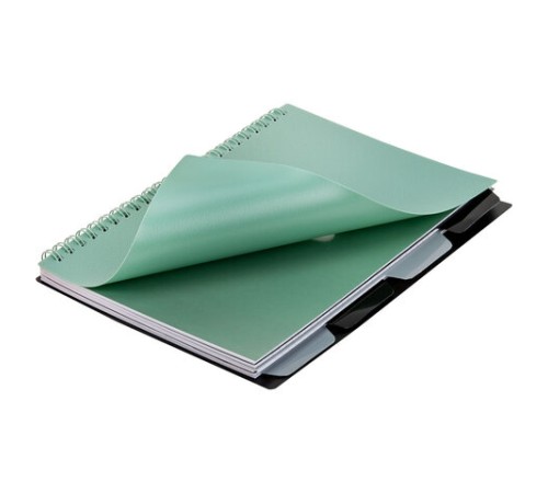 Тетрадь обложка пластик, А5 80 л., гребень, 4 разделителя, клетка, BRAUBERG, зеленый, 405367