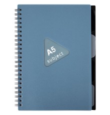 Тетрадь обложка пластик, А5 80 л., гребень, 4 разделителя, клетка, BRAUBERG, синий, 405368