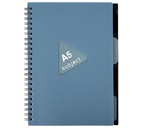 Тетрадь обложка пластик, А5 80 л., гребень, 4 разделителя, клетка, BRAUBERG, синий, 405368