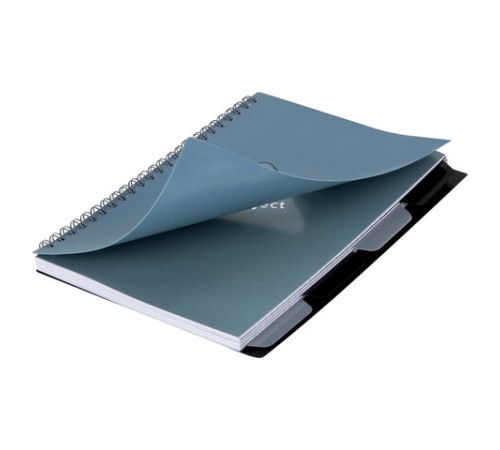 Тетрадь обложка пластик, А5 80 л., гребень, 4 разделителя, клетка, BRAUBERG, синий, 405368