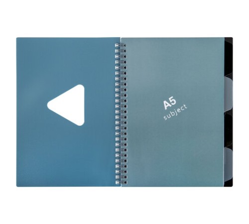 Тетрадь обложка пластик, А5 80 л., гребень, 4 разделителя, клетка, BRAUBERG, синий, 405368