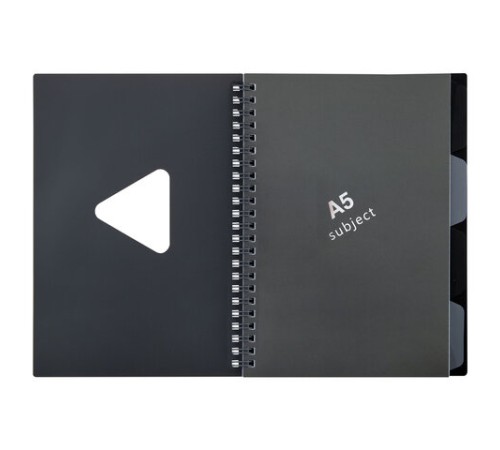 Тетрадь обложка пластик, А5 80 л., гребень, 4 разделителя, клетка, BRAUBERG, серый, 405369