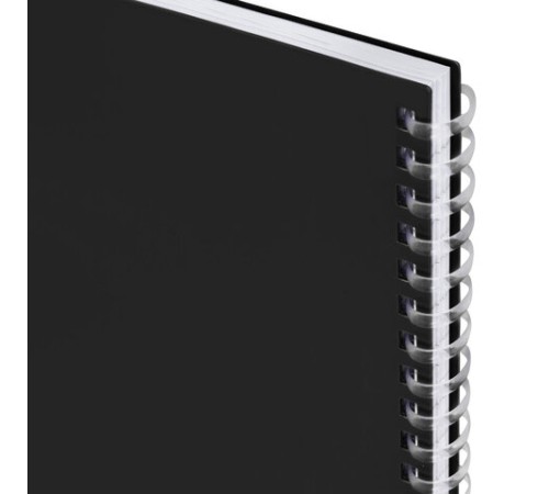 Тетрадь обложка пластик, А4 80 л., гребень мягкий, вырубка для ручки, клетка, BRAUBERG, черный, 405371