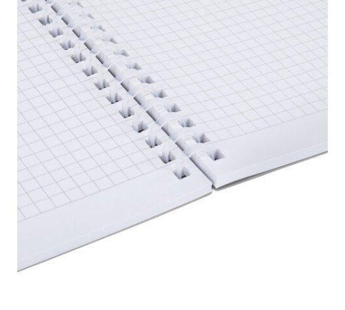 Тетрадь обложка пластик, А4 80 л., гребень мягкий, вырубка для ручки, клетка, BRAUBERG, серый, 405372