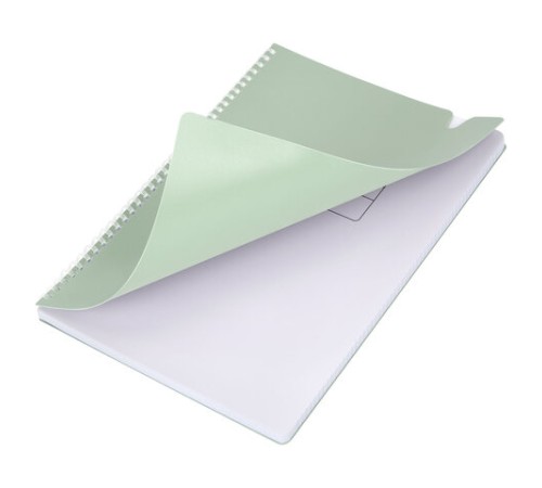 Тетрадь обложка пластик, А4 80 л., гребень мягкий, вырубка для ручки, клетка, BRAUBERG, светло-зеленый, 405373