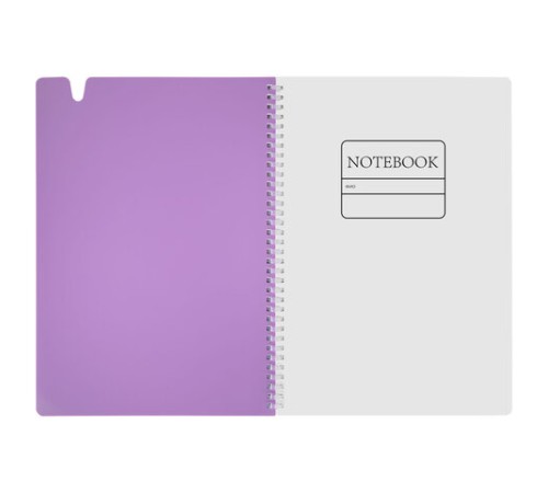 Тетрадь обложка пластик, А4 80 л., гребень мягкий, вырубка для ручки, клетка, BRAUBERG, сиреневый, 405374