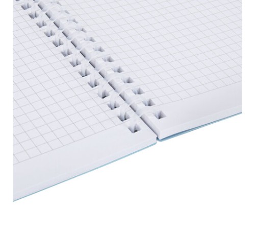 Тетрадь обложка пластик, А5 80 л., гребень мягкий, вырубка для ручки, клетка, BRAUBERG, голубой, 405375