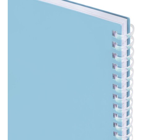 Тетрадь обложка пластик, А5 80 л., гребень мягкий, вырубка для ручки, клетка, BRAUBERG, голубой, 405375