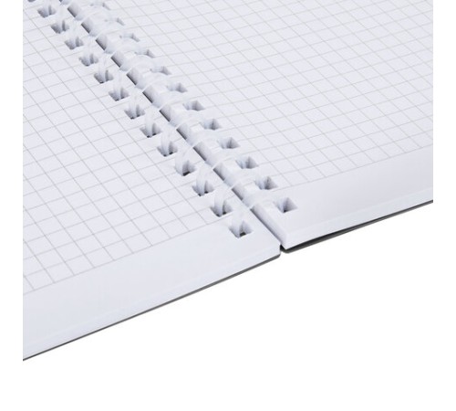 Тетрадь обложка пластик, А5 80 л., гребень мягкий, вырубка для ручки, клетка, BRAUBERG, черный, 405376