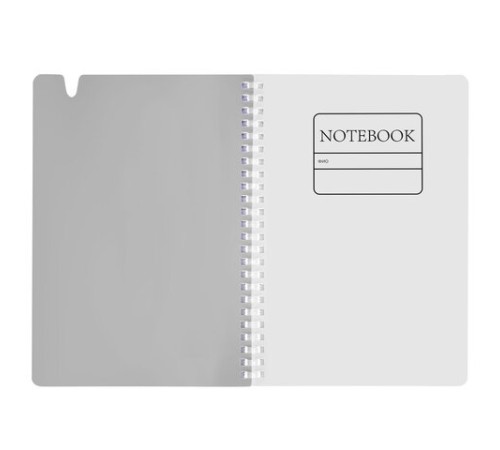 Тетрадь обложка пластик, А5 80 л., гребень мягкий, вырубка для ручки, клетка, BRAUBERG, серый, 405377